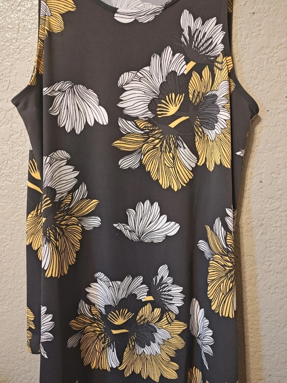 Alfani Charcoal Tank Top with Yellow & White Floral Print